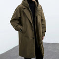 Men's Waterproof Long Puffer Trench Coat with Hood - Stylish & Warm Winter Outerwear