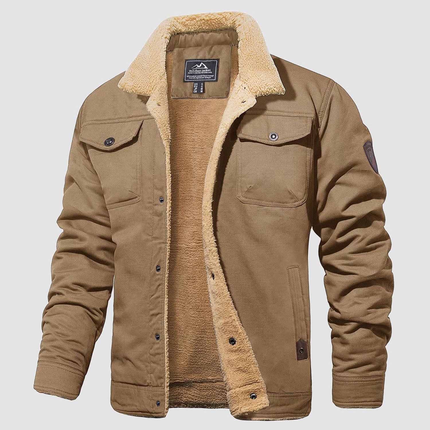 Men's Sherpa Lined Jacket with Multiple Pockets - Warm, Stylish & Functional Outerwear