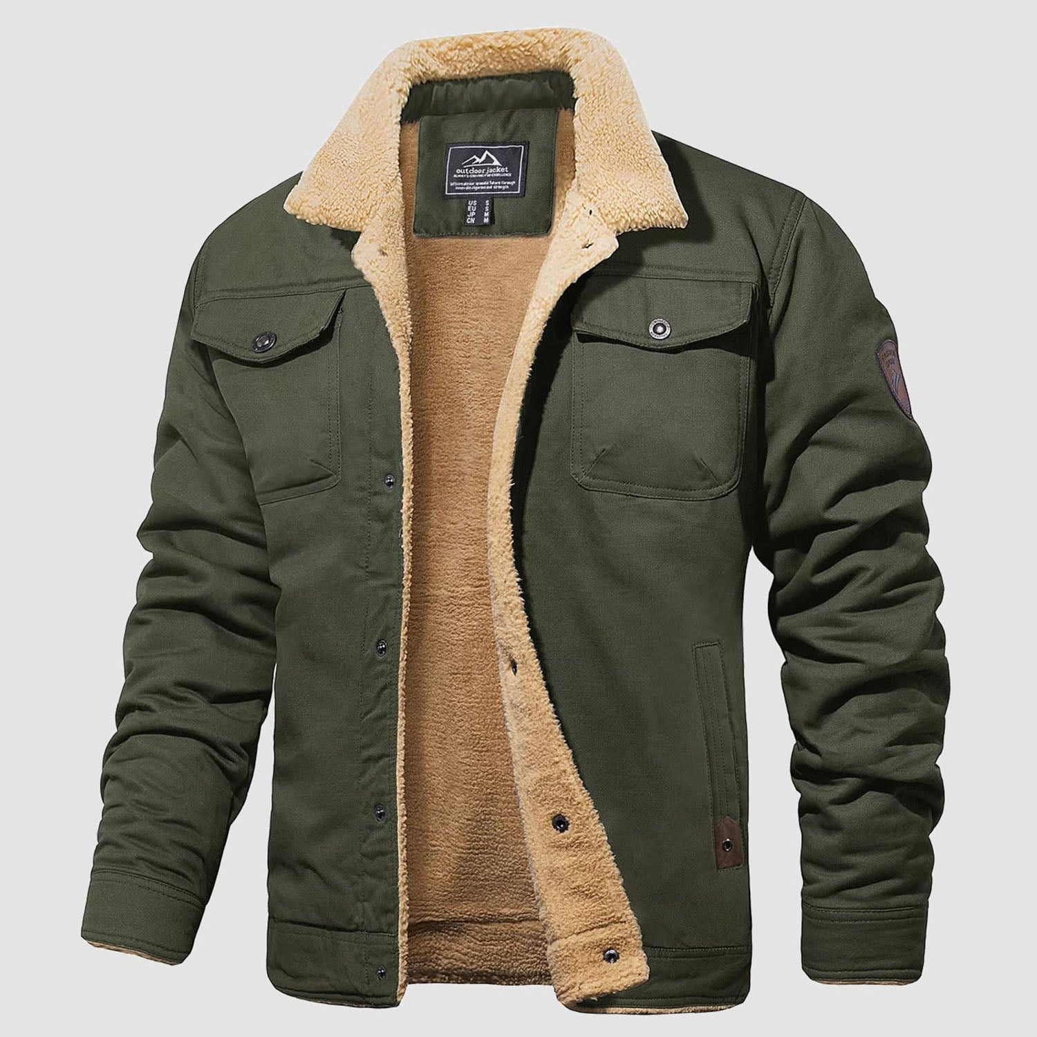 Men's Sherpa Lined Jacket with Multiple Pockets - Warm, Stylish & Functional Outerwear