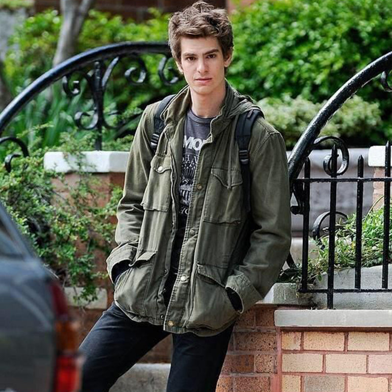 Men's Vintage Military Jacket with Concealed Hood - Stylish & Functional Outerwear