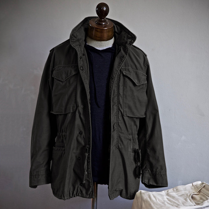 Men's Vintage Military Jacket with Concealed Hood - Stylish & Functional Outerwear