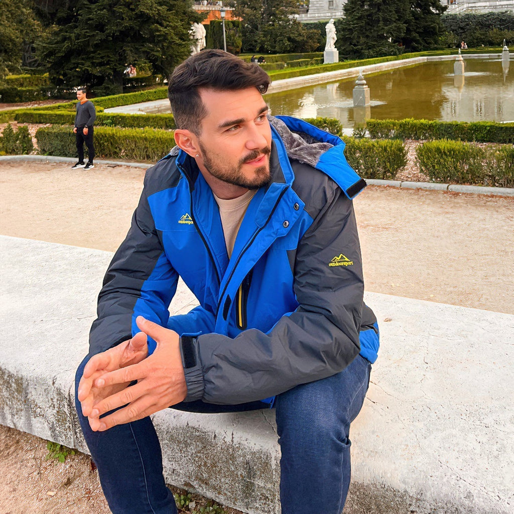 Men's Water-Resistant Ski Jacket - Insulated Fleece Lined Winter Coat for Cold Weather