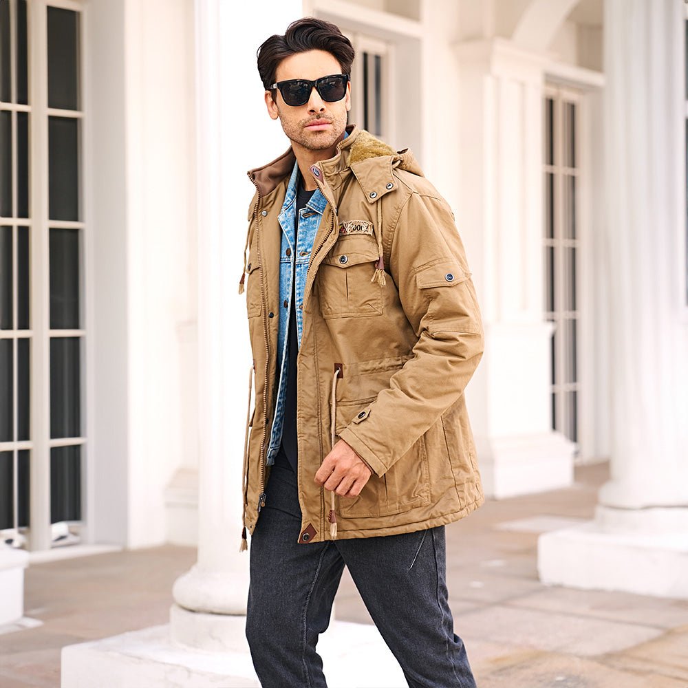 Men's Fleece-Lined Winter Military Parka Jacket - Warm, Waterproof & Stylish Outerwear for Cold Weather