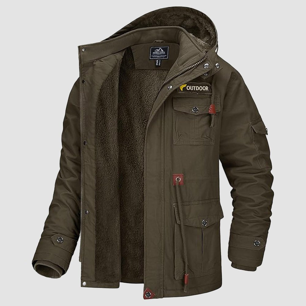 Men's Fleece-Lined Winter Military Parka Jacket - Warm, Waterproof & Stylish Outerwear for Cold Weather