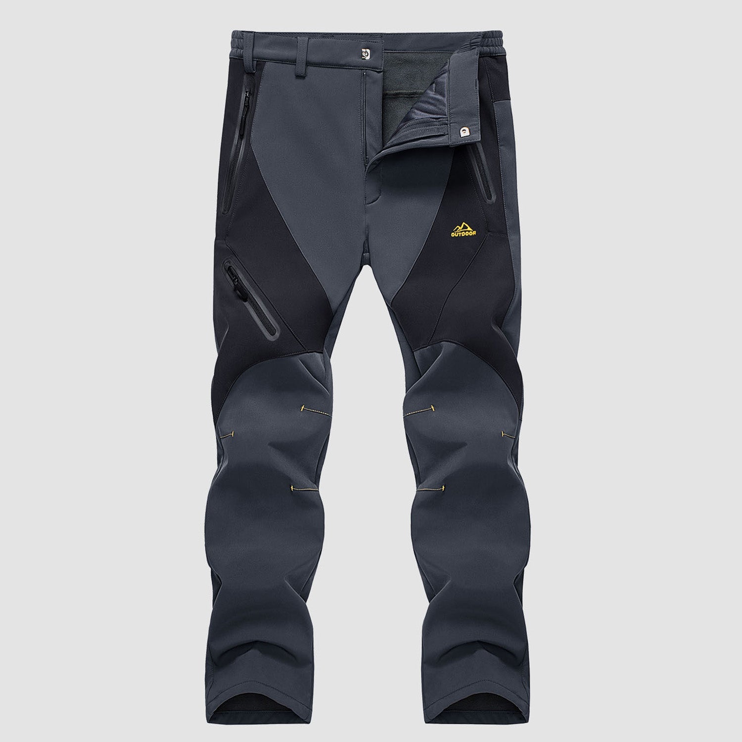Men's Waterproof Snow Pants - Fleece-Lined, Zip Pockets, Insulated Winter Gear