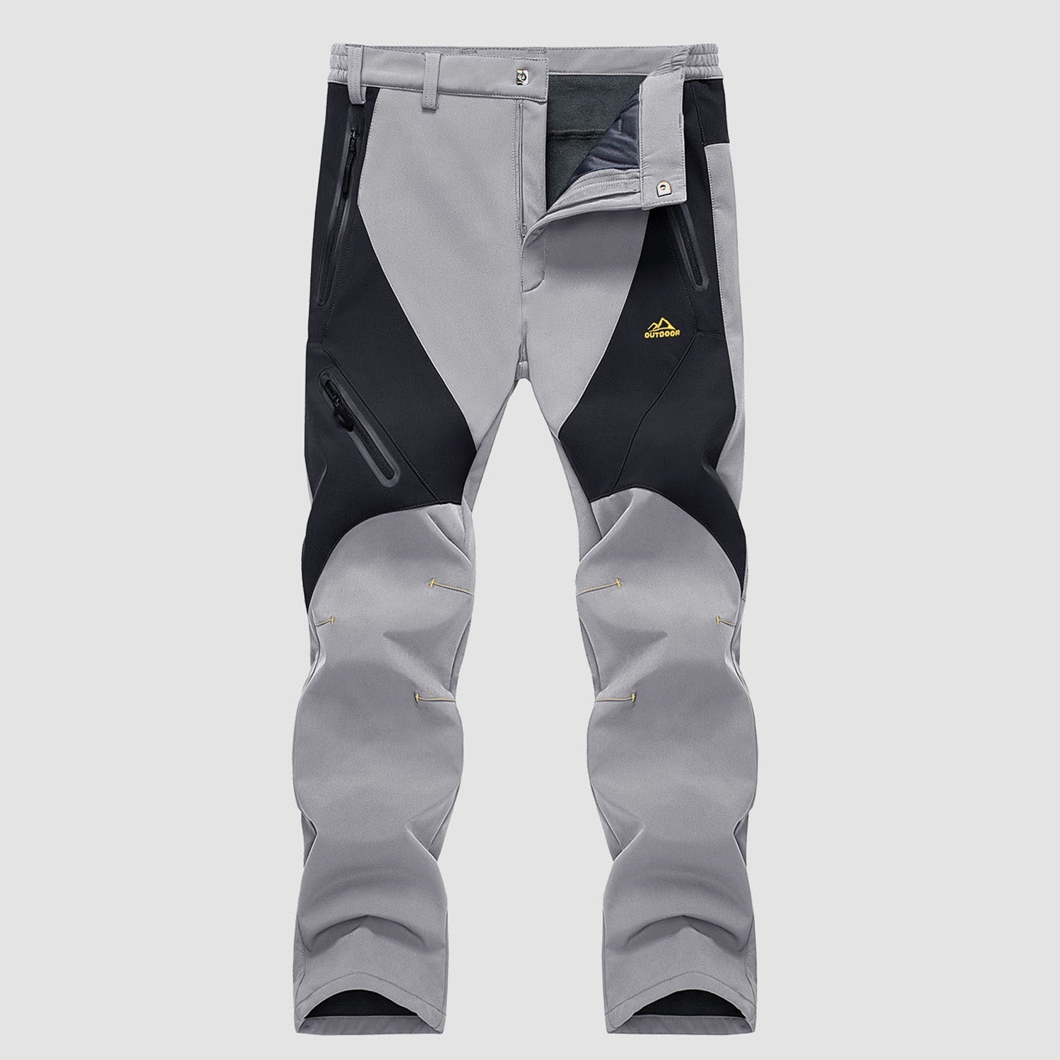 Men's Waterproof Snow Pants - Fleece-Lined, Zip Pockets, Insulated Winter Gear