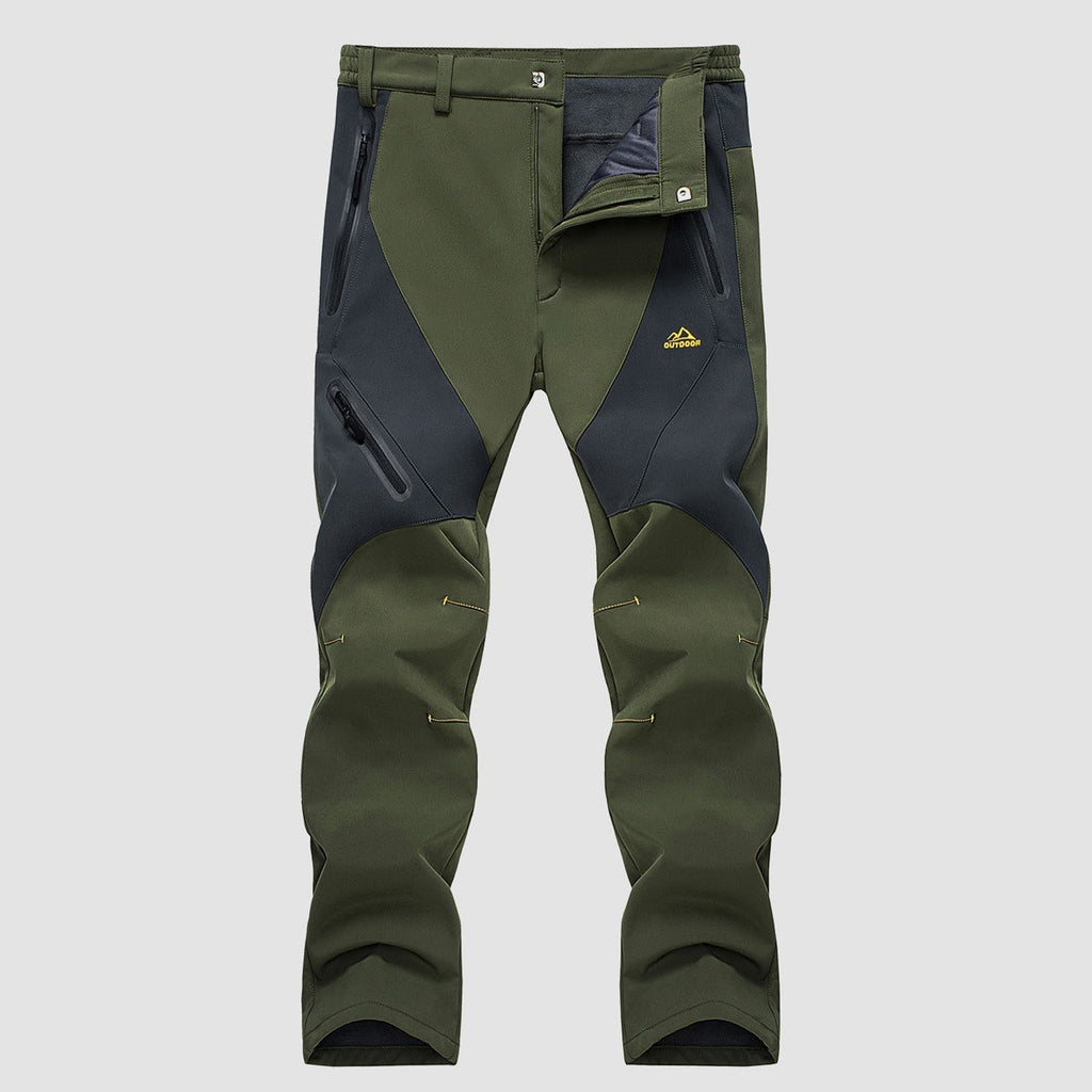 Men's Waterproof Snow Pants - Fleece-Lined, Zip Pockets, Insulated Winter Gear