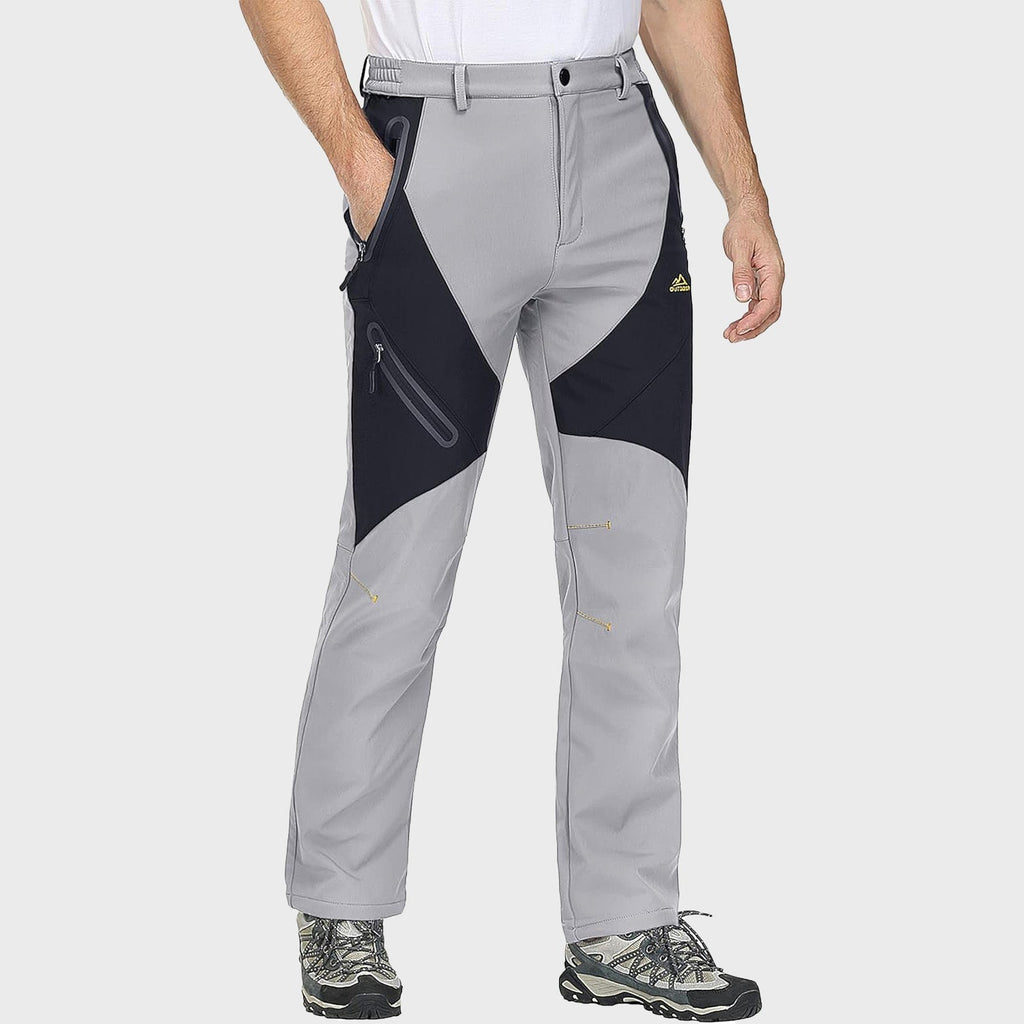 Men's Waterproof Snow Pants - Fleece-Lined, Zip Pockets, Insulated Winter Gear