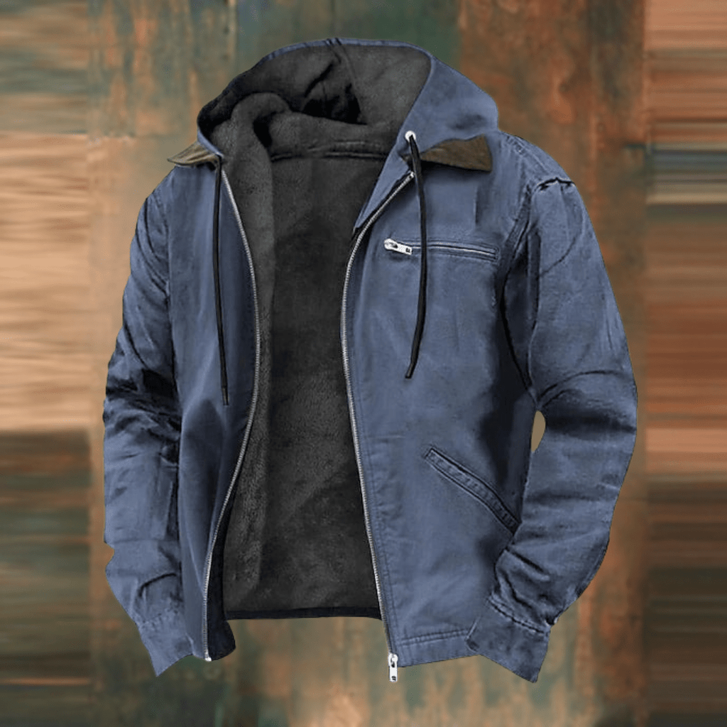 Men's Hooded Bomber Jacket - Warm Lined Interior & Functional Zip Pockets for Ultimate Comfort