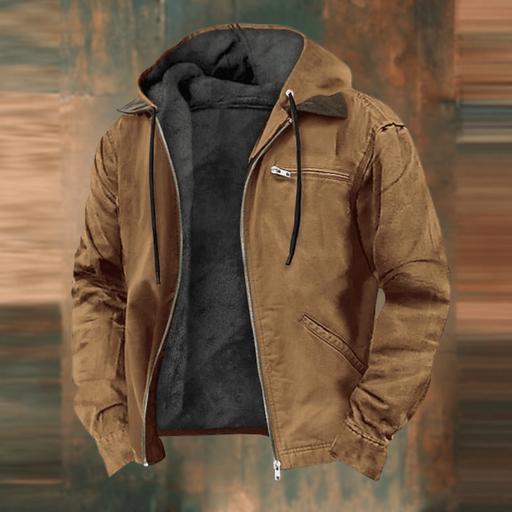 Men's Hooded Bomber Jacket - Warm Lined Interior & Functional Zip Pockets for Ultimate Comfort