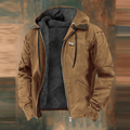 Men's Hooded Bomber Jacket - Warm Lined Interior & Functional Zip Pockets for Ultimate Comfort