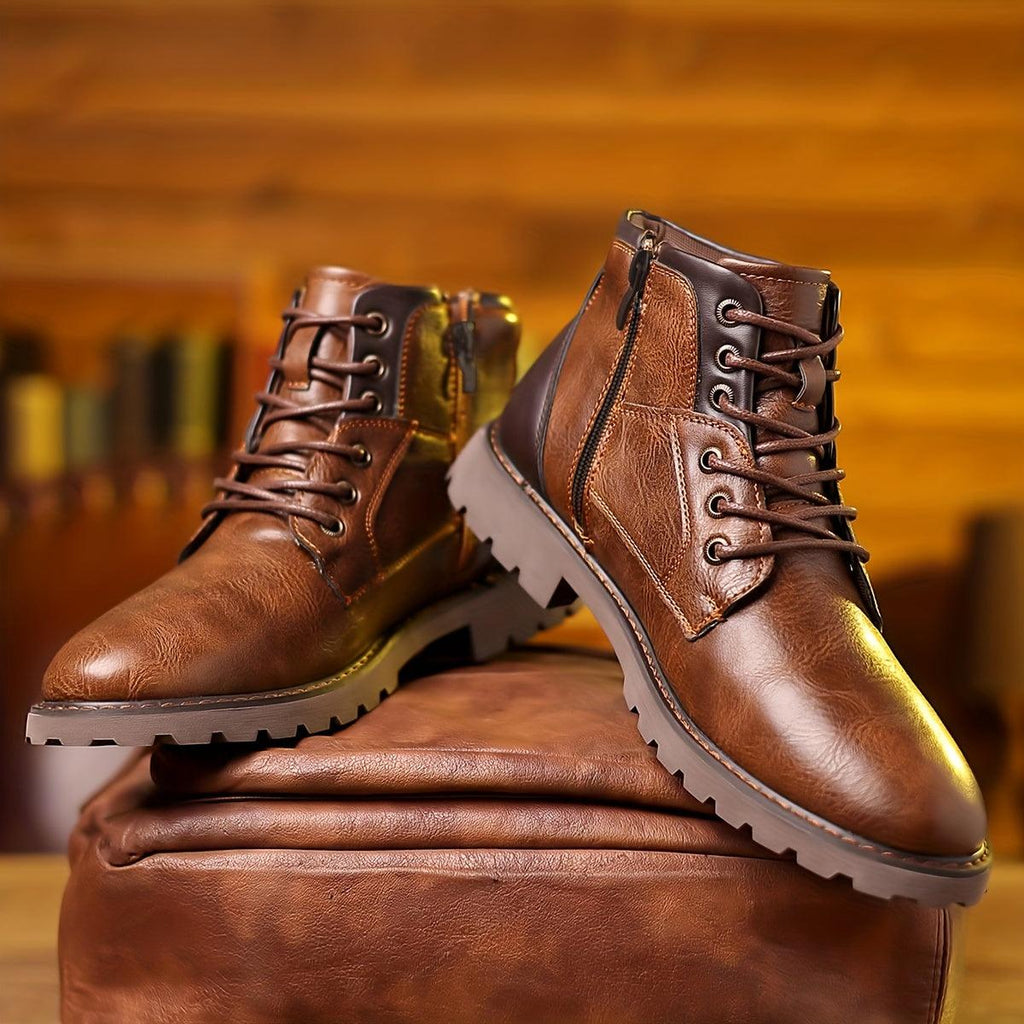 Men's Elegant Zipper Dress Boots - Stylish & Durable Footwear for Formal Occasions