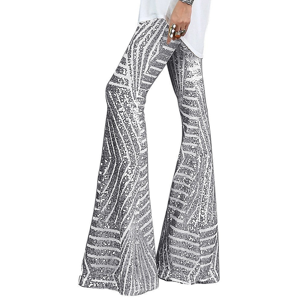 High Waist Sequin Flare Pants