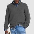 Men's Ribbed Knit Half-Zip Jumper - Stylish Stand Collar & Long Sleeves for Ultimate Comfort