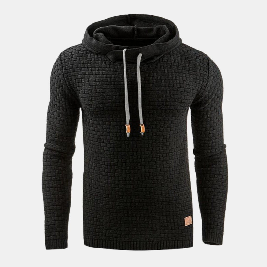 Men's Slim Fit Textured Pullover Hoodie with Adjustable Drawstring - Stylish & Comfortable
