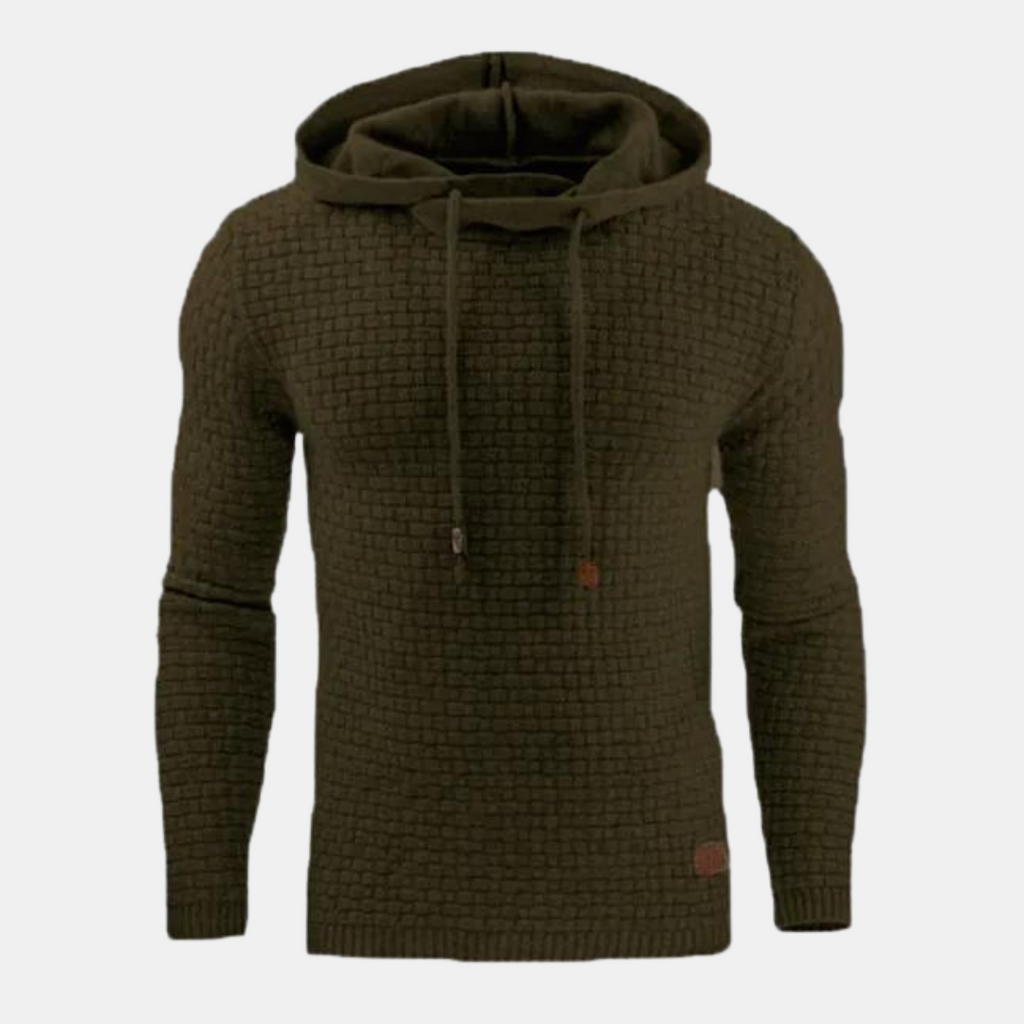 Men's Slim Fit Textured Pullover Hoodie with Adjustable Drawstring - Stylish & Comfortable
