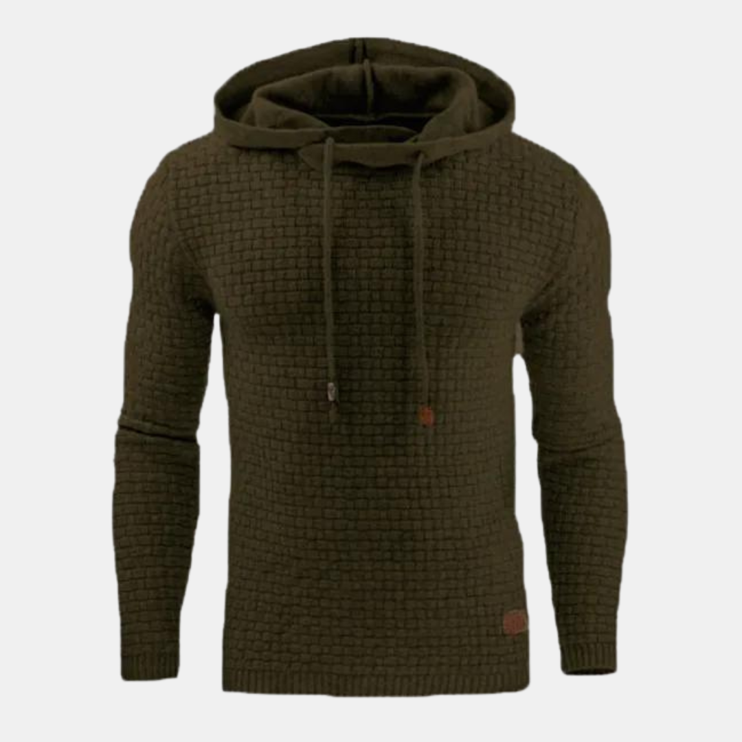 Men's Slim Fit Textured Pullover Hoodie with Adjustable Drawstring - Stylish & Comfortable