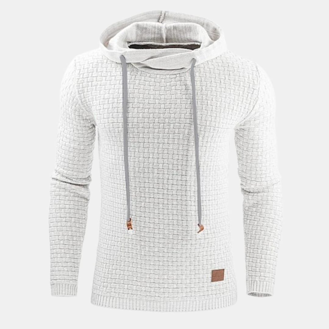 Men's Slim Fit Textured Pullover Hoodie with Adjustable Drawstring - Stylish & Comfortable